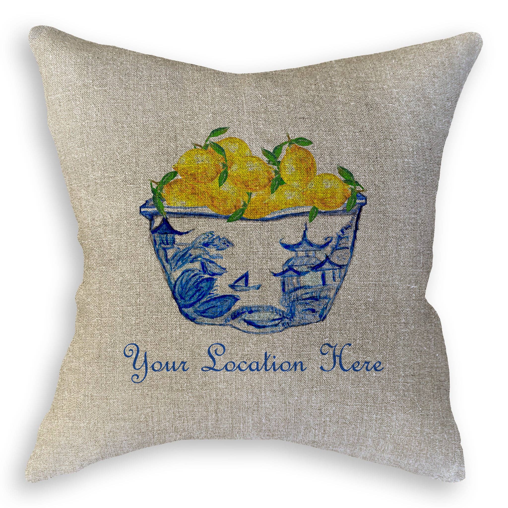 French Graffiti - Wholesale Tea Towel - Blue & White Bowl with Lemons and Location10