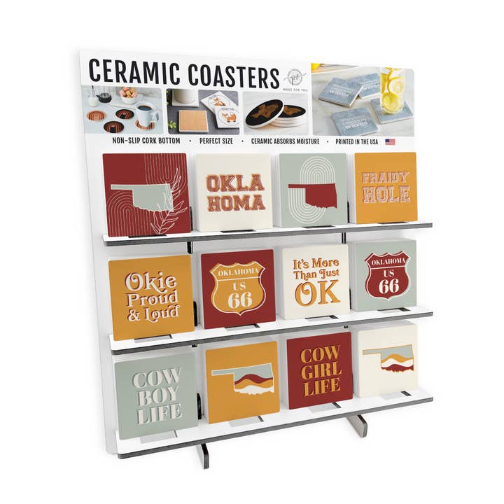 Modern Minimalist Oklahoma Square Ce|POP Square Coasters for wholesale by Love Local