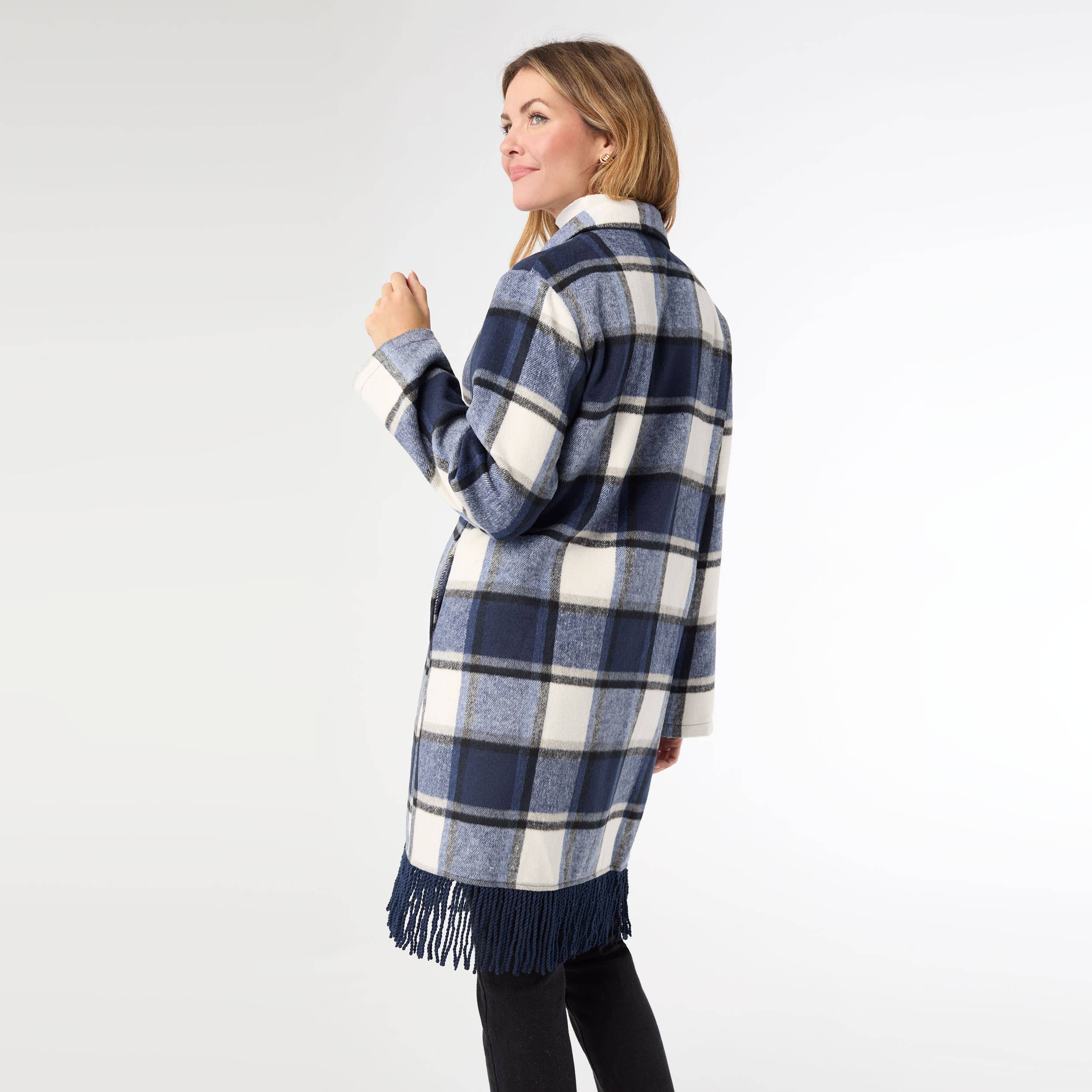 Navy Cream Black Devon Open Front Cardigan for wholesale on Faire1