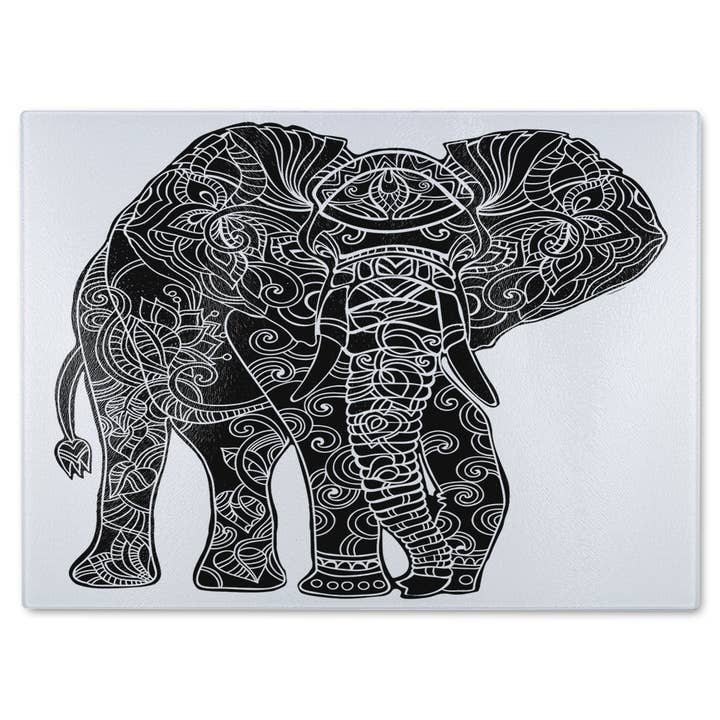 Tábua de Corte de Vidro com Silhueta de Elefante por atacado de Benjamin Tate Design