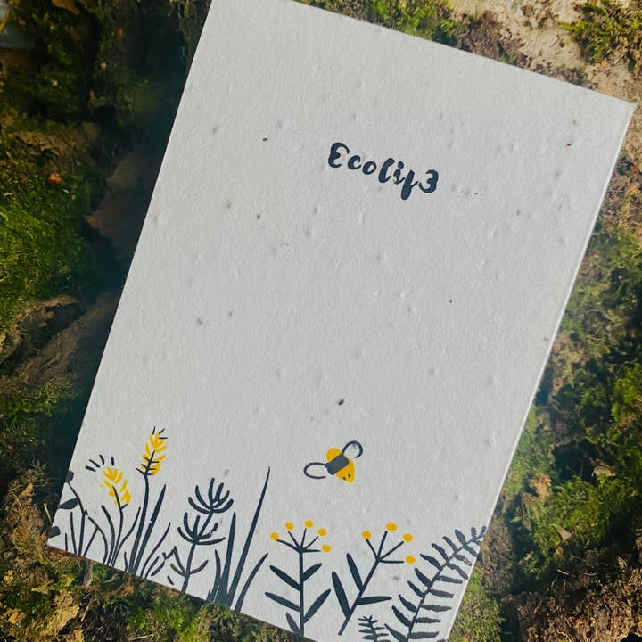 Ecolif3 – Bloco de notas por atacado – Bloco de notas plantável A6 com estampa de abelhas1