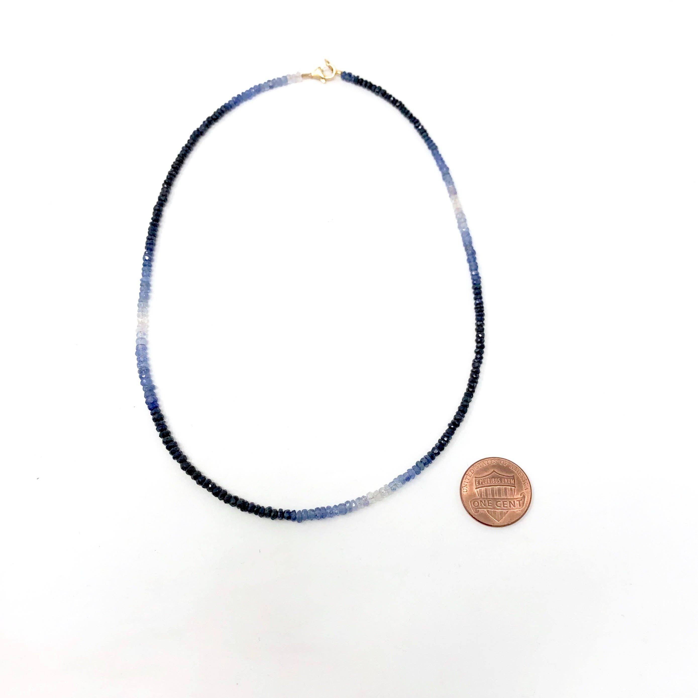 Jennifer Shon Jewelry - Venta al por mayor Collares de cuentas/perlas - Collar de zafiro azul real con cuentas degradadas y relleno de oro4