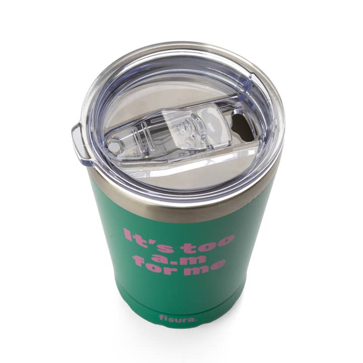 Fisura - Wholesale Insulated Mug/Tumbler - "It's too am for me" green thermos mug2