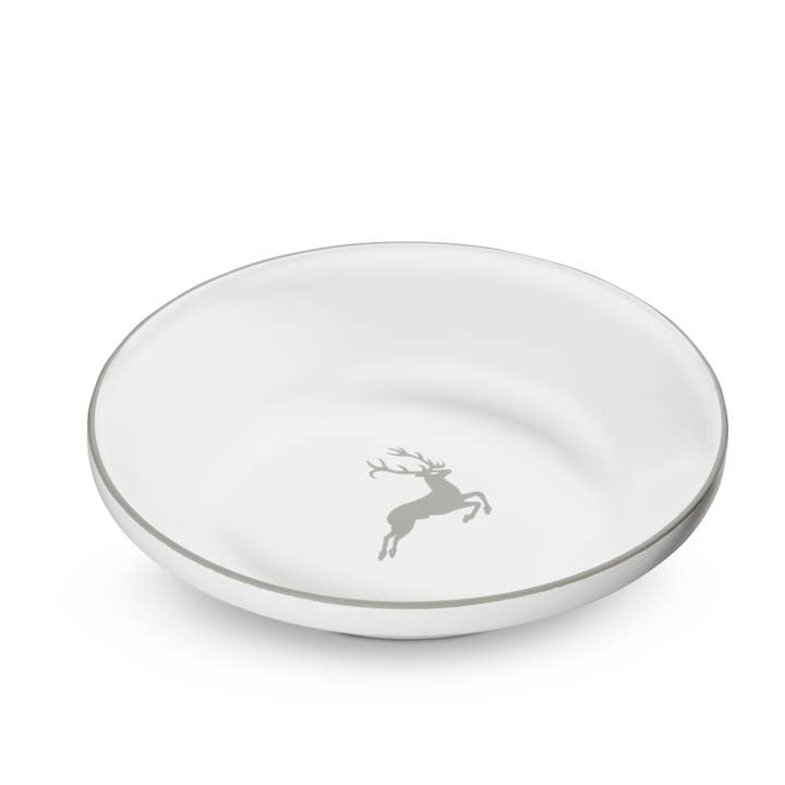 Ciotola grigia con motivo cervo, Ø 32 cm per la vendita all'ingrosso da parte di Gmundner Keramik Handels GmbH