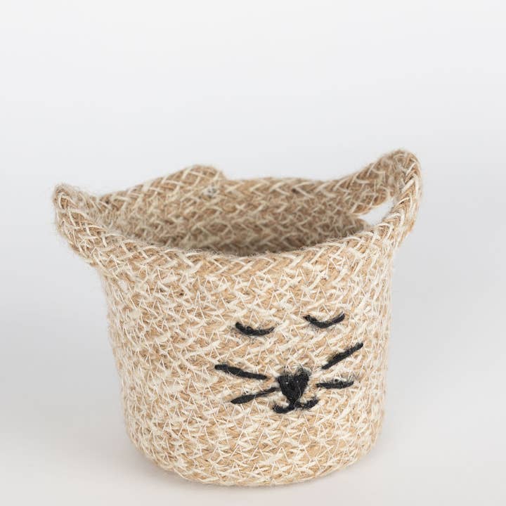 Ten Thousand Villages - Wholesale Basket - Cat Face Jute Basket - Mini2