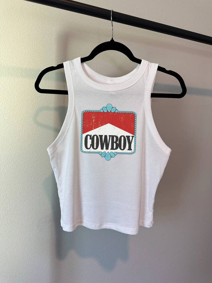 Cowboy Cropped Tank for wholesale by Gunpowder and Glam Boutique