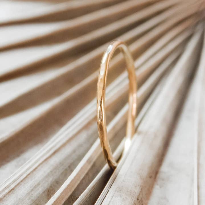 Barberry & Lace Handmade Jewelry - Wholesale Band/Stacked Ring - Thin Hammered Stacking Ring |14k Gold Fill & Sterling Silver4