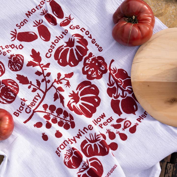 Flour Sack Dish Towel - Tomatoes for wholesale by Kei & Molly Textiles, LLC
