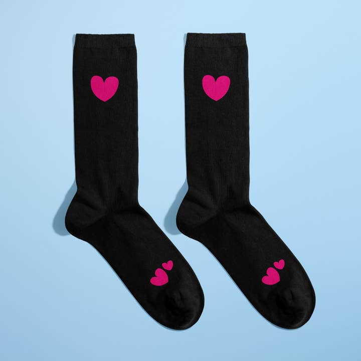 Svarta glittersockor med rött hjärta 36/40 för wholesale av MIREILLE & RAYMOND