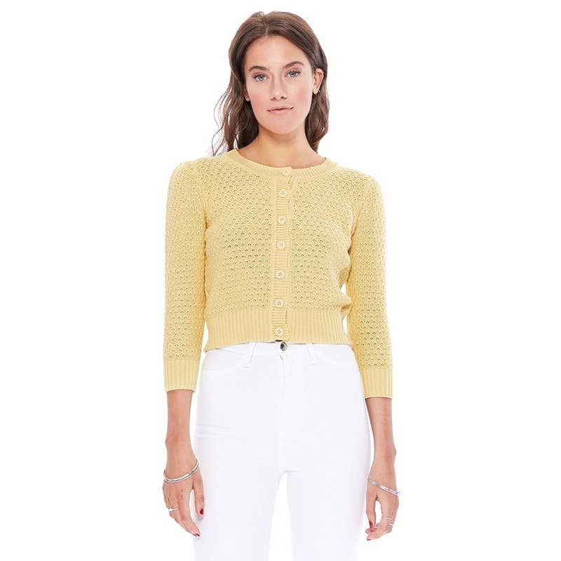 Mak – Engroshandel Cardigan - Dame – Mak 3/4-ærmet kort strikket cardigan med rund hals MK351412