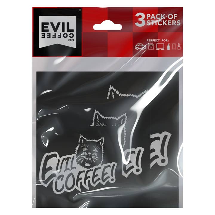 Evil Coffee Decal - Coffee Stickers, Moto Stickers, Set of 3 for wholesale by Smithco Distributing