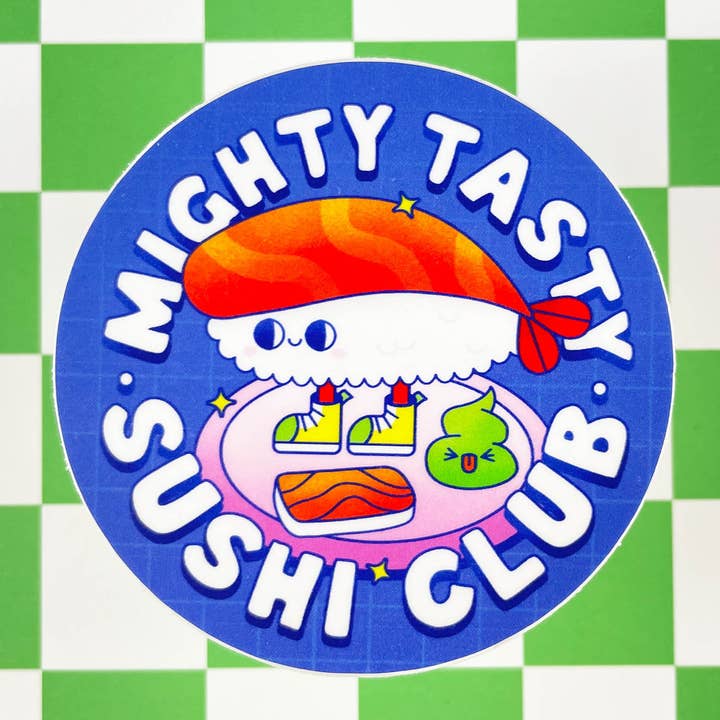 Autocollant en vinyle imperméable Mighty Tasty Sushi Club | Sushi Sti pour la vente par Kidnichols