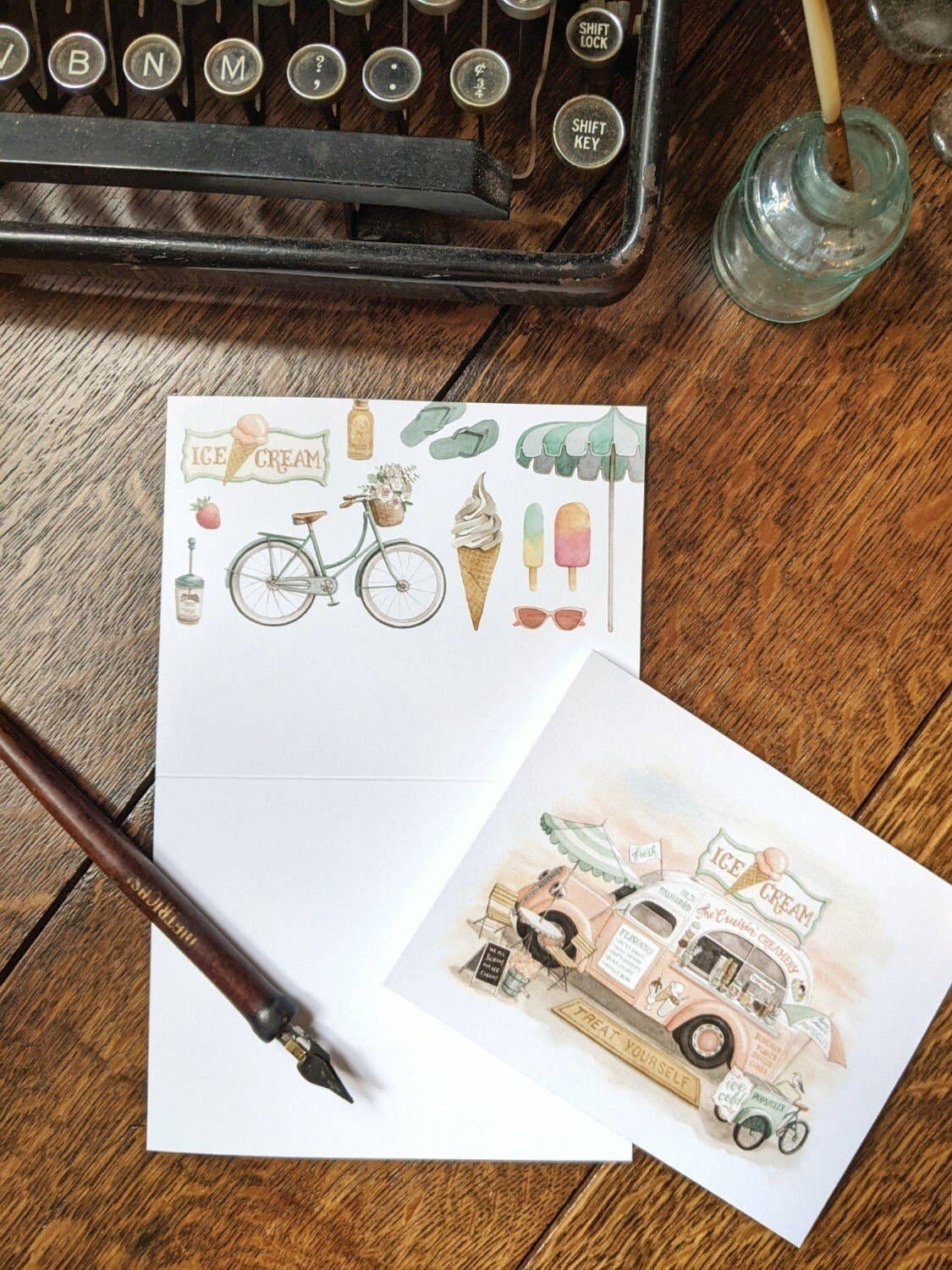 ALICIA'S INFINITY - Wholesale Everyday Greeting Card - Small Town Vintage Ice Cream Truck Notecard1