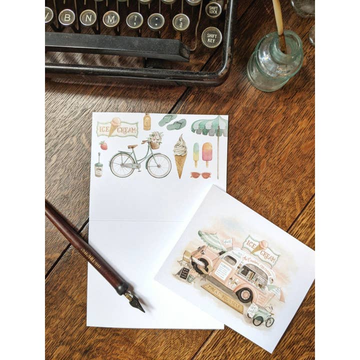 ALICIA'S INFINITY - Wholesale Everyday Greeting Card - Small Town Vintage Ice Cream Truck Notecard1