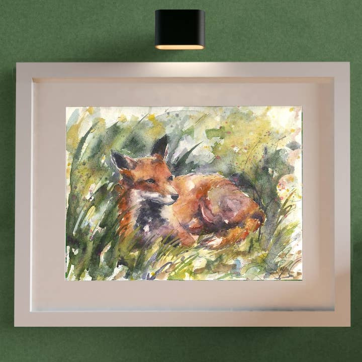 "Fox in Long Grass" Fine Art Print for wholesale by Naomi Neale Art