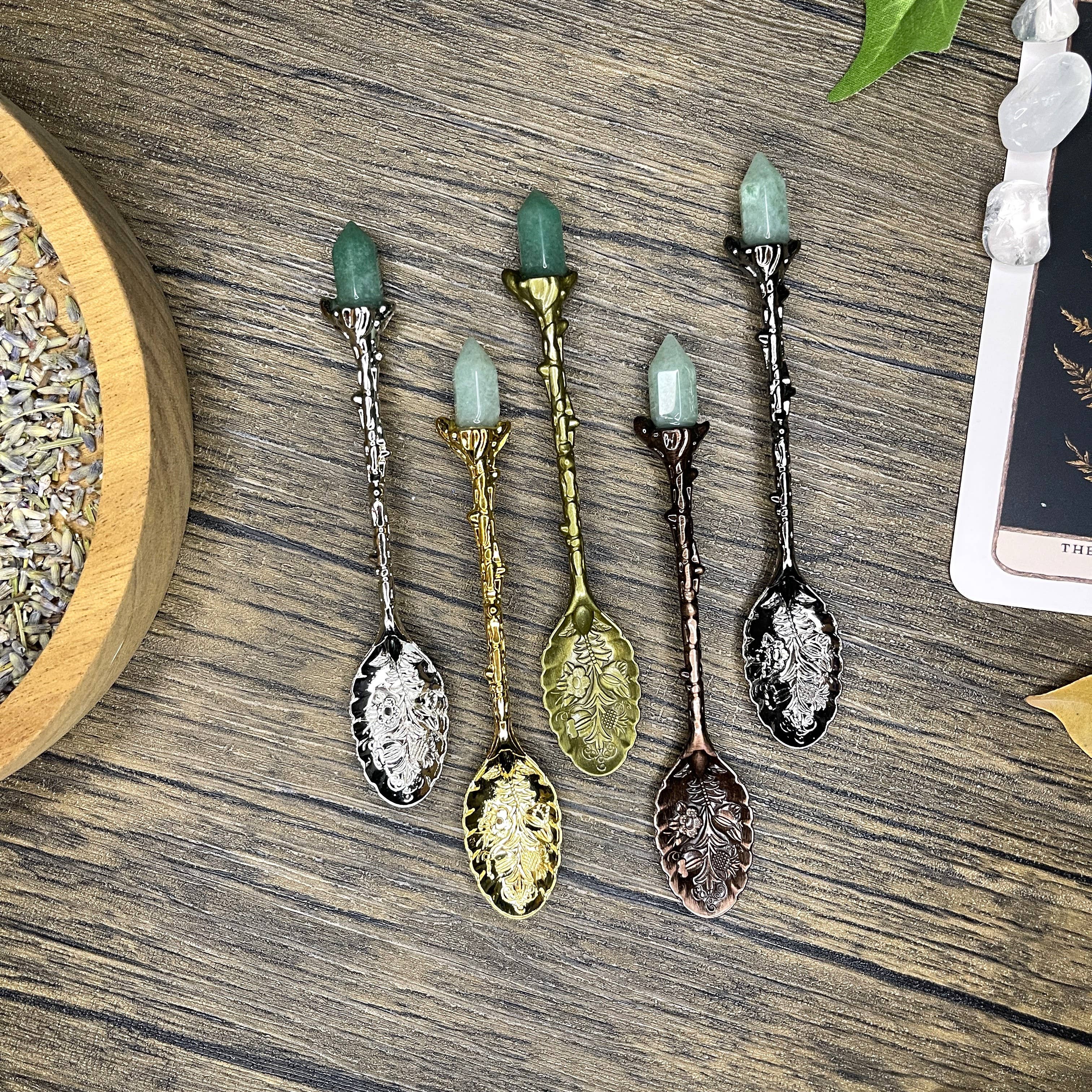 Moondust and Raven – Großhandel Meditationszubehör – Aventurin-Kristalllöffel für Hexerei und Apothekermaterial0