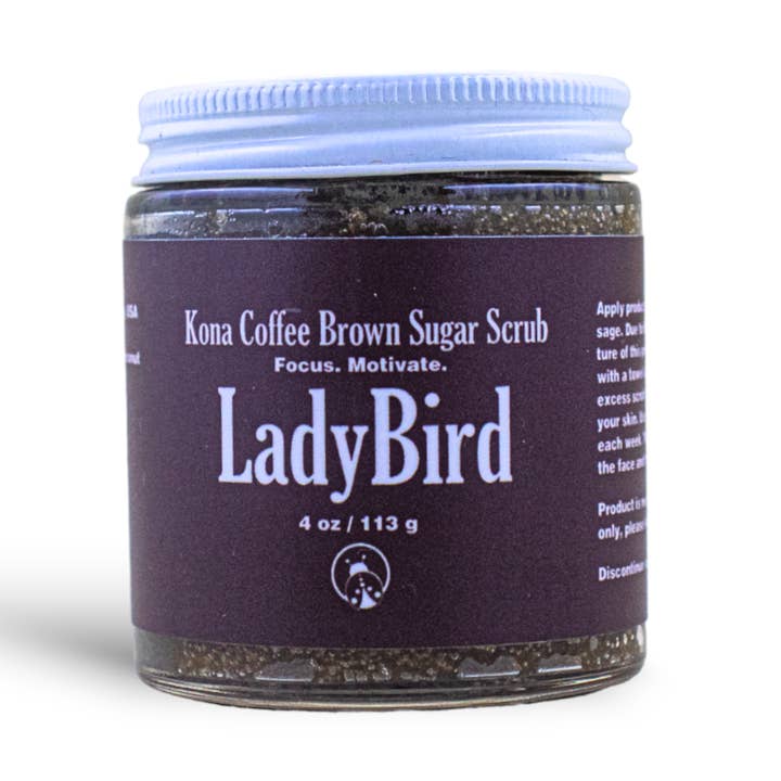 Kona Coffee Brown Sugar Scrub for wholesale by LadyBird Essentials
