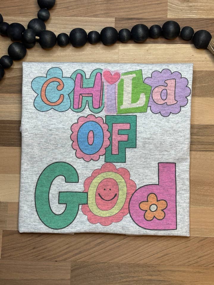 Ash Grey Child Of God YOUTH SUBLIMATION TEE for wholesale on Faire