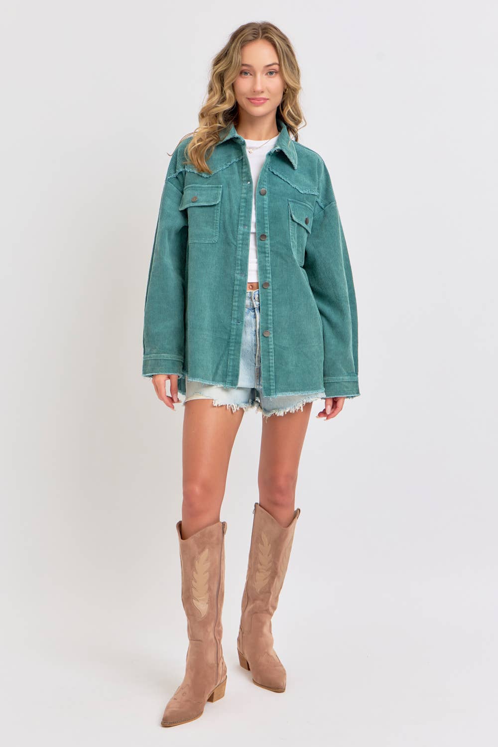 Sweet Lovely by Jen - Wholesale Shirt Jacket/Shacket - Women's -  CORDUROY SHACKET MINERAL WASHED COWBOY WESTERN COMBINED8