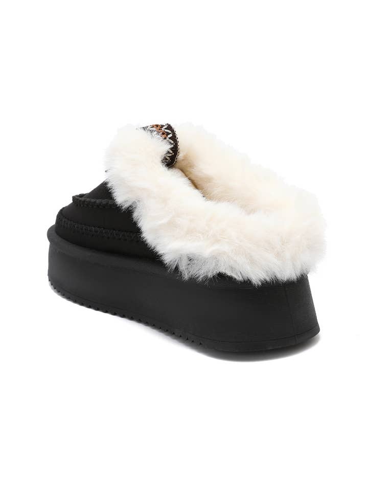 Joia Paris - Wholesale Mules - Women's - Fur-lined mules with thick sole and braided strap RU-2110