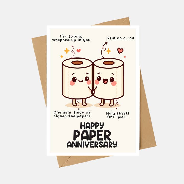Anniversary Card - Happy Paper 1st Anniversary Card - A6 for wholesale by The Playful Press