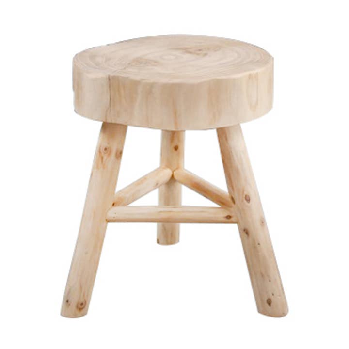 Sagebrook Home - Wholesale Ottoman - Paulownia Wood Sturdy Three-Leg Base Stool - Ivory, 16 in.3