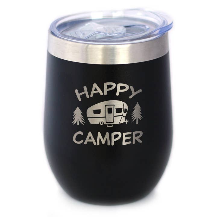 Gobelet à vin isotherme Happy Camper - Cadeaux de camping pour la vente par bevvee