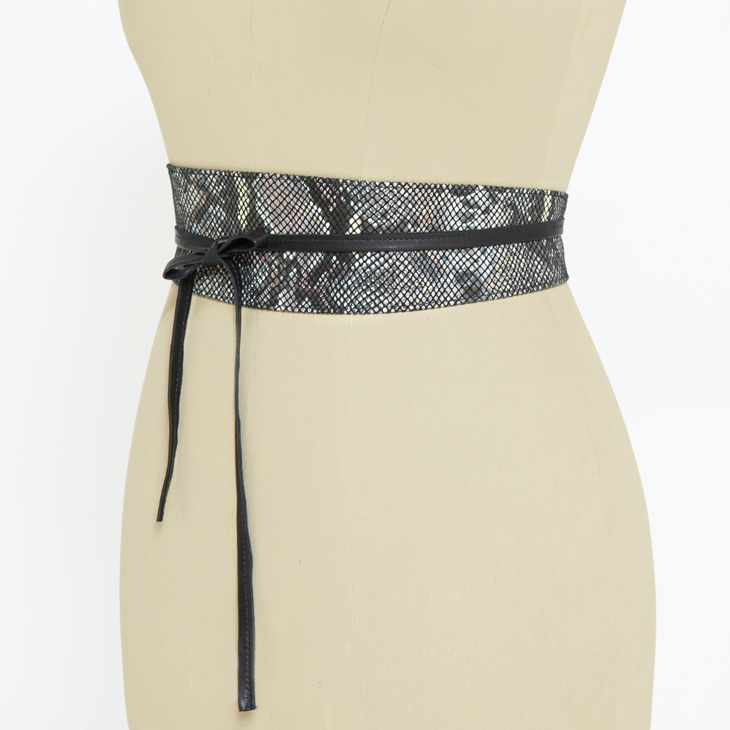 JUAN·JO GALLERY      (Leather Gallery, SCP) – wholesale Belt – Women's – Snake print suede obi belt1