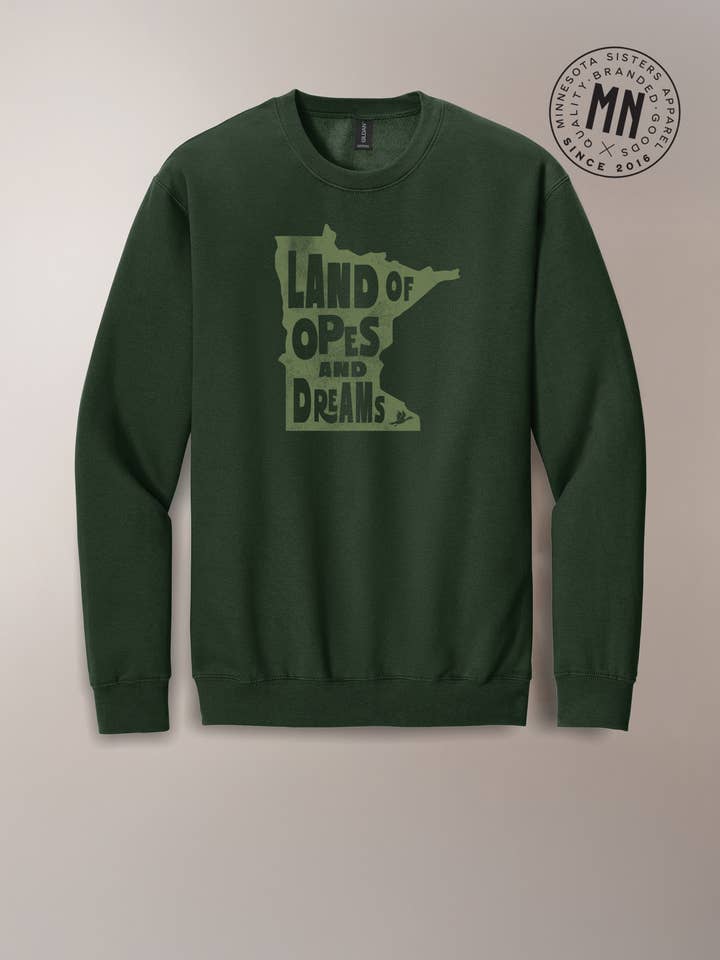 Landet med Opes och drömmar crewneck-tröja för wholesale av Minnesota Sisters