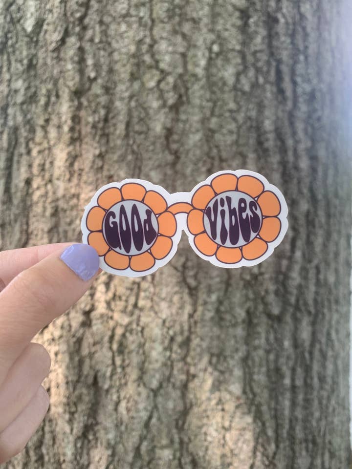 Good Vibes Sunglasses Sticker for wholesale by The Shy Sunflower