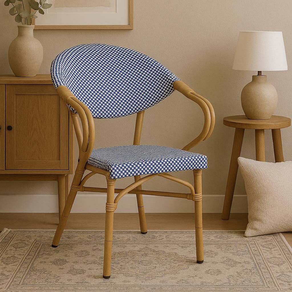 Now's Home - Wholesale Chair - SET OF 2 BLUE TEXTILENE TABLE CHAIRS RATTAN-LOOK AMALFI1