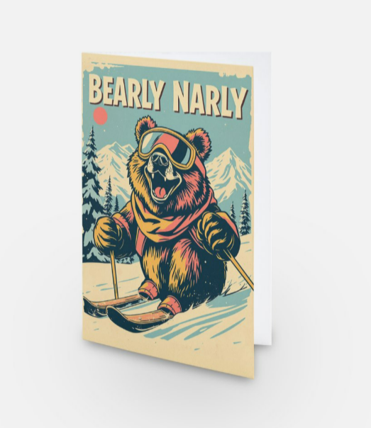 Sofs Designs - Wholesale Everyday Greeting Card - Greeting cards for Ski lovers Vintage style art -See options5