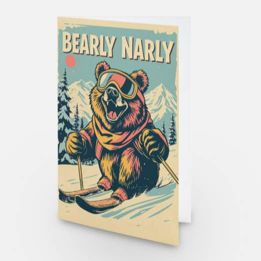 Sofs Designs - Wholesale Everyday Greeting Card - Greeting cards for Ski lovers Vintage style art -See options5