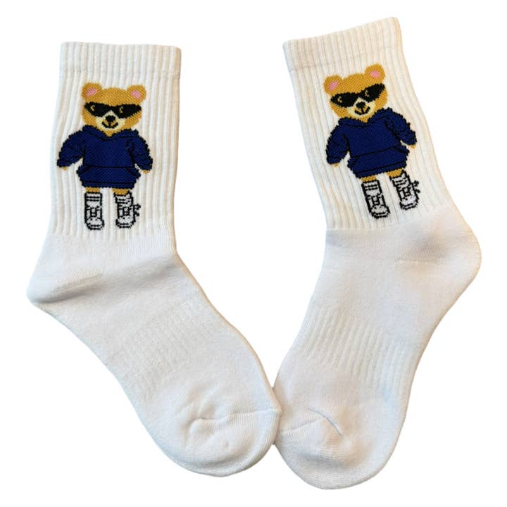 New Spring / Summer Embroidered 2025 Teddy Bear Socks for wholesale by lil darlings inc