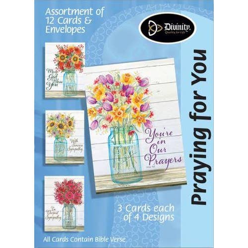 Divinity Boutique - Wholesale Sympathy Card - Boxed Cards: Sympathy-Mason Jar, Flowers