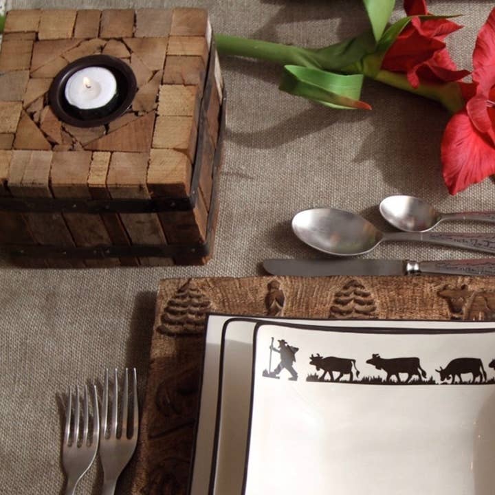 Portacandele quadrato (1 candelina) per la vendita all'ingrosso da parte di LES SCULPTEURS DU LAC