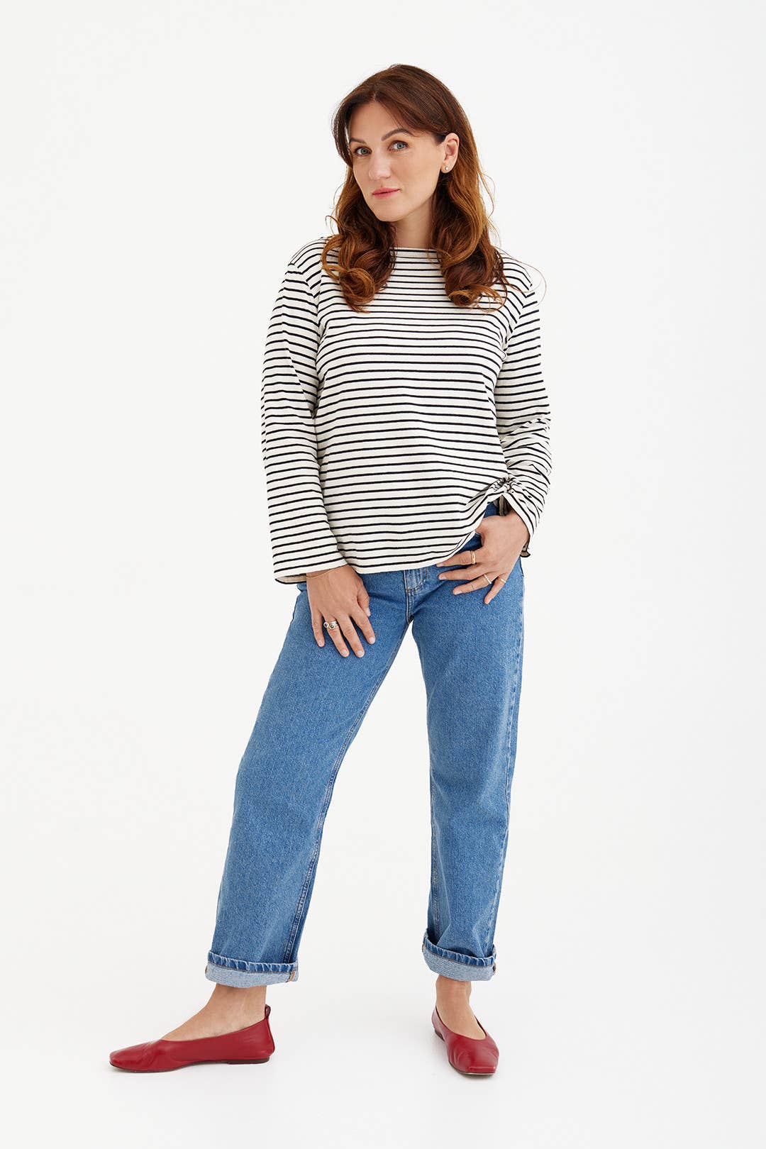 Off white with black stripes T-shirt BRETON ┃ long sleeve, classic model striped t-shirt for wholesale on Faire3