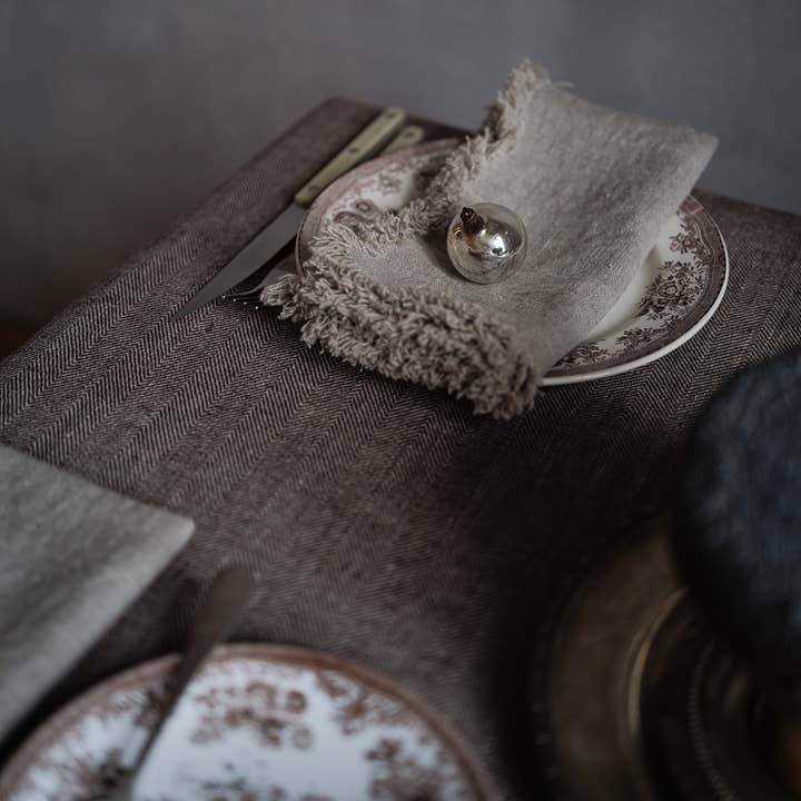 Linen Napkin Natural Terra Fringe for wholesale by LinenMe