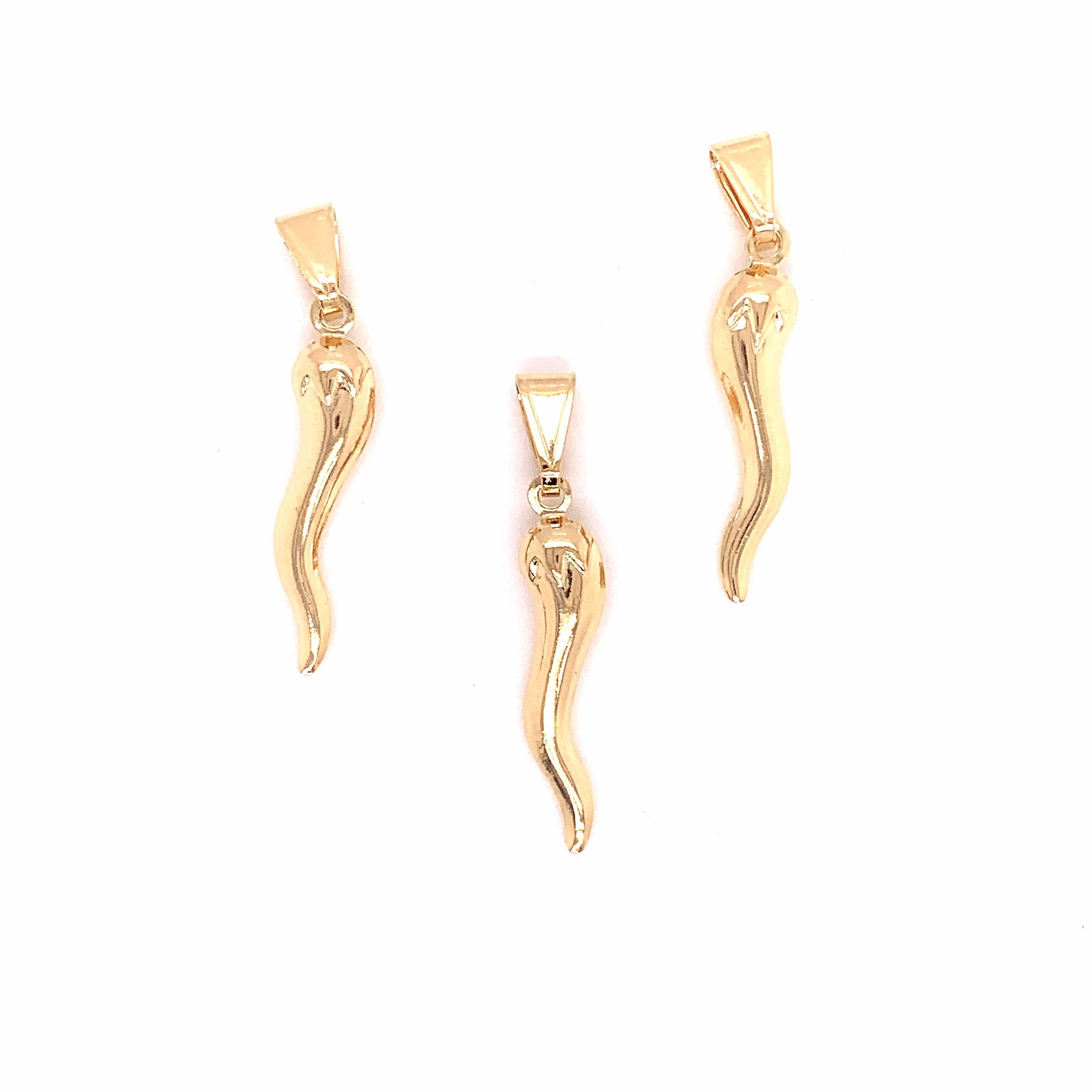 The Bead Bazaar - Wholesale Individual Charm/Pendant - 18K Gold Filled Italian Horn Charm, Cornicello Charms, Gold Filled Jewelry, Bulk Charms For Jewelry Making, Cornicello Pendant, Wholesale Pendant0
