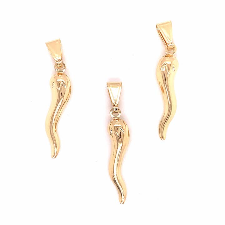 The Bead Bazaar - Wholesale Individual Charm/Pendant - 18K Gold Filled Italian Horn Charm, Cornicello Charms, Gold Filled Jewelry, Bulk Charms For Jewelry Making, Cornicello Pendant, Wholesale Pendant0