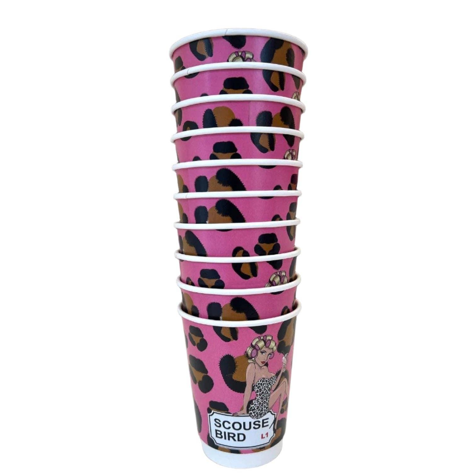 Scouse Bird Shop – wholesale Disposable cup – Scouse Bird Disposable Hot Drink Leopard Print Cup - Pack Of 53