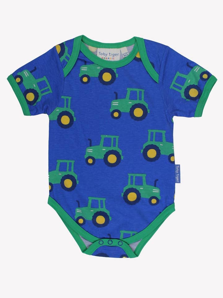 Body de bebé de algodón orgánico con estampado de tractor para venta al por mayor de Toby Tiger GmbH