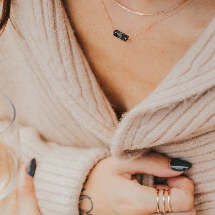 Hello Adorn - Wholesale Pendant/Charm Necklace - Ash Gemma Necklace | 14kt Gold Fill + Sterling Silver2