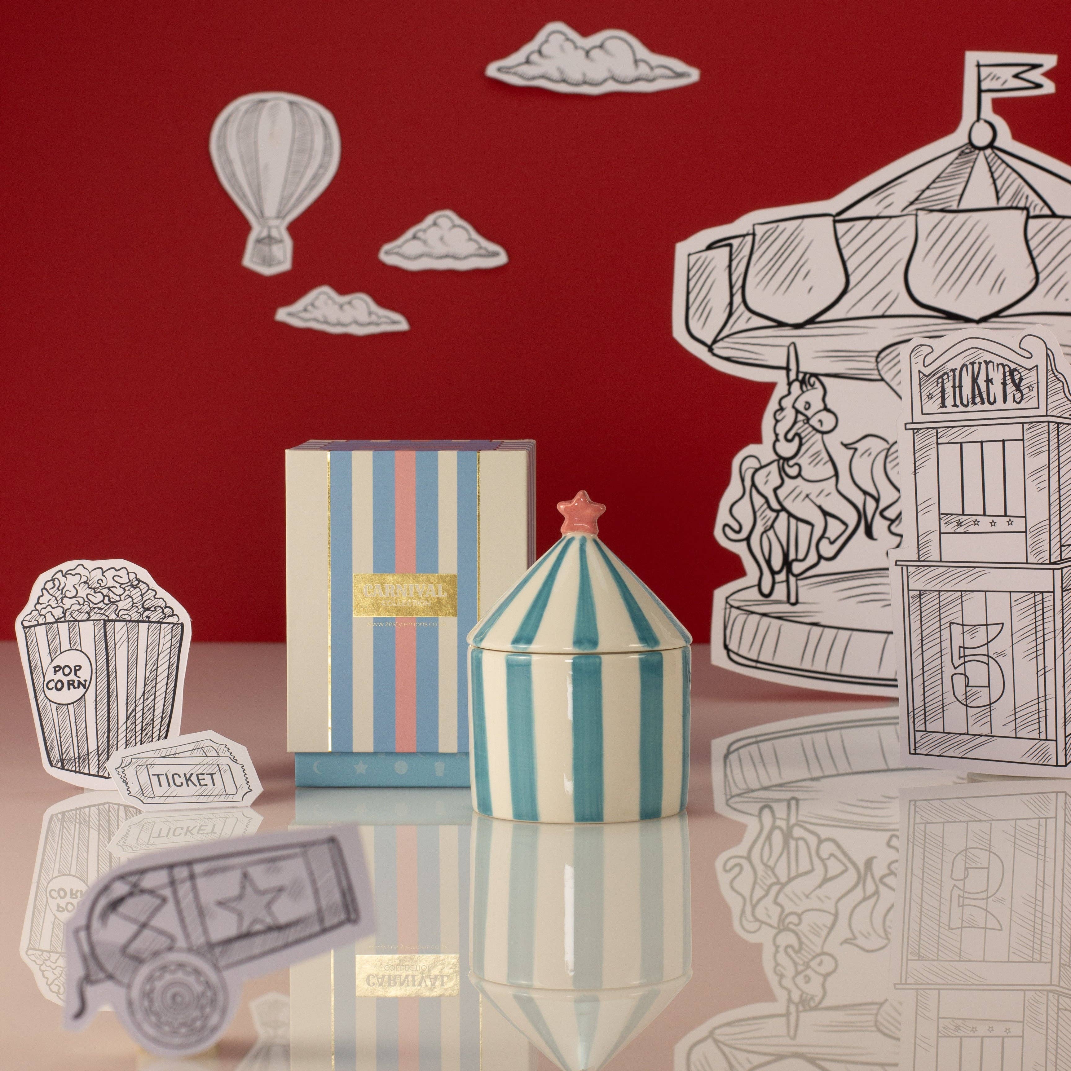 Zesty Lemons - Wholesale Jar/Filled Candle - Carnival: Acrobat Blue Candle - Activated Charcoal & Matcha1