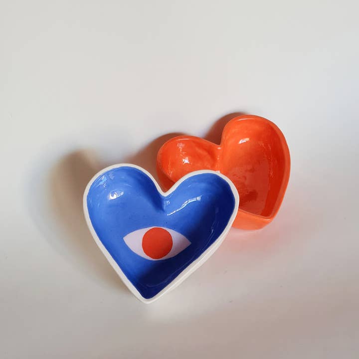 Mystic Hearts Ceramic Duo - Orange & Blue Gaze and other Purchase Wholesale heart bowl. Free Returns & Net 60 Terms on Faire trending on Faire.