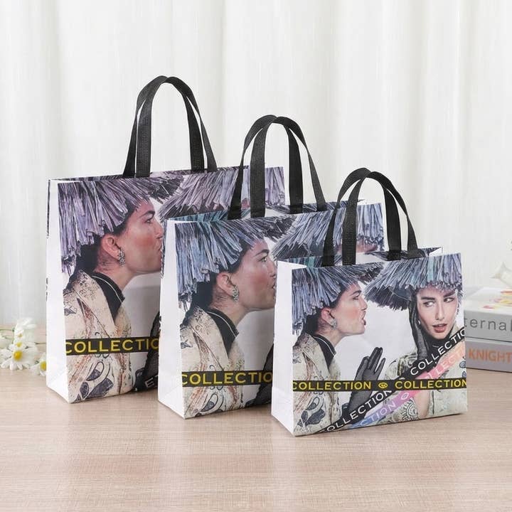 Lot de 50 sacs cadeaux non tissés pour filles mode, 3 tailles pour la vente par ByHome