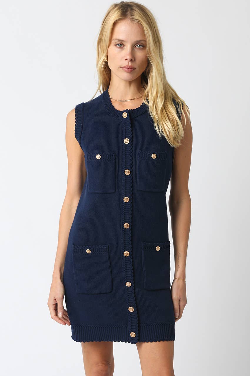 Olivaceous - Wholesale Dress - Women's - Ariana Knit Button Dress0