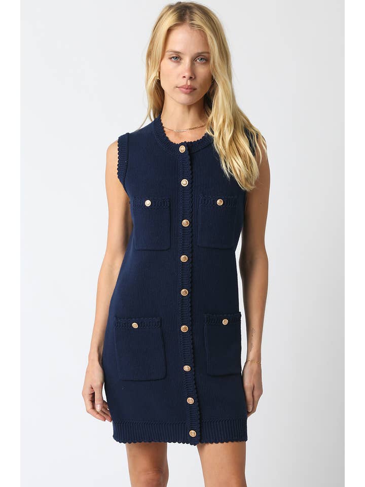 Olivaceous - Wholesale Dress - Women's - Ariana Knit Button Dress