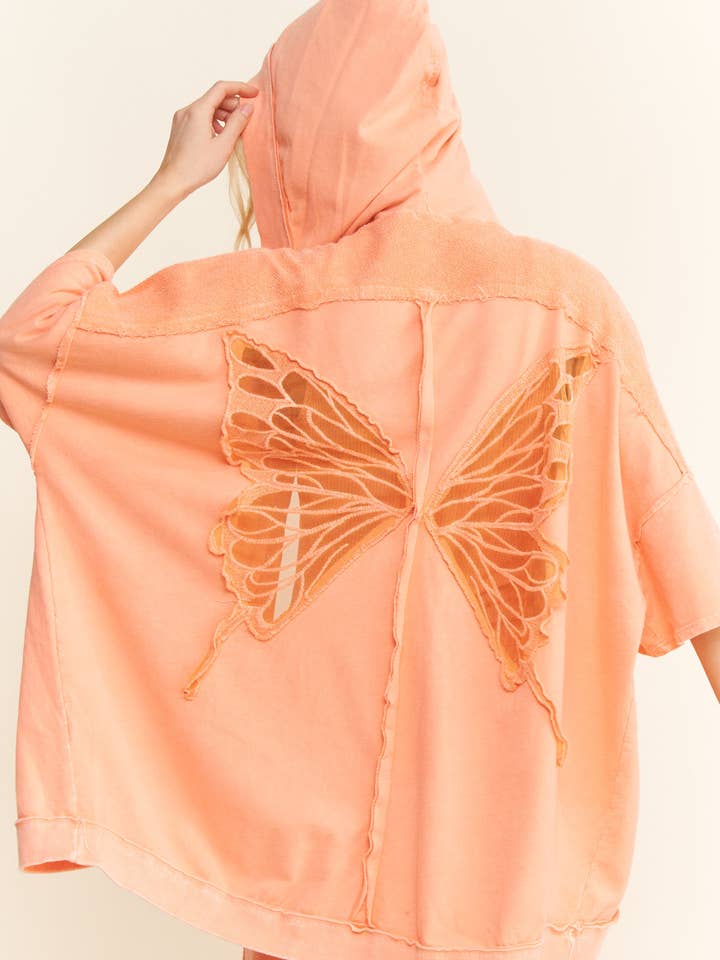 Veste ouverte à capuche MineralWash Butterfly HT5739 pour la vente par J.Her