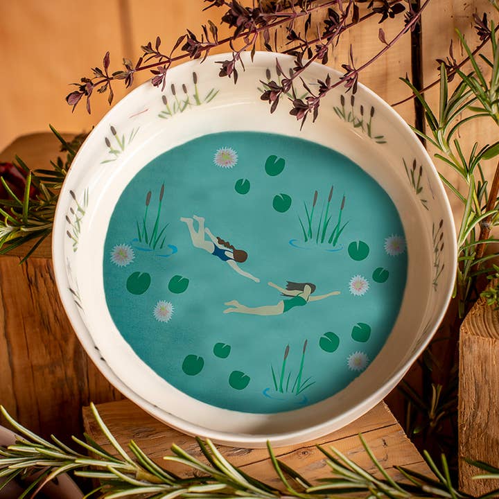 Handmade Porcelain Same Sex Female Twilight Swimmers' Bowl for wholesale by Becky Mackenzie Ceramics